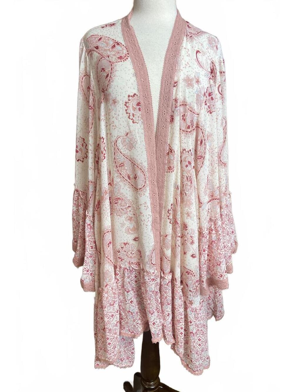 Torrid NWT Chiffon Ruffled Kimono Pristine Paisley 6x
